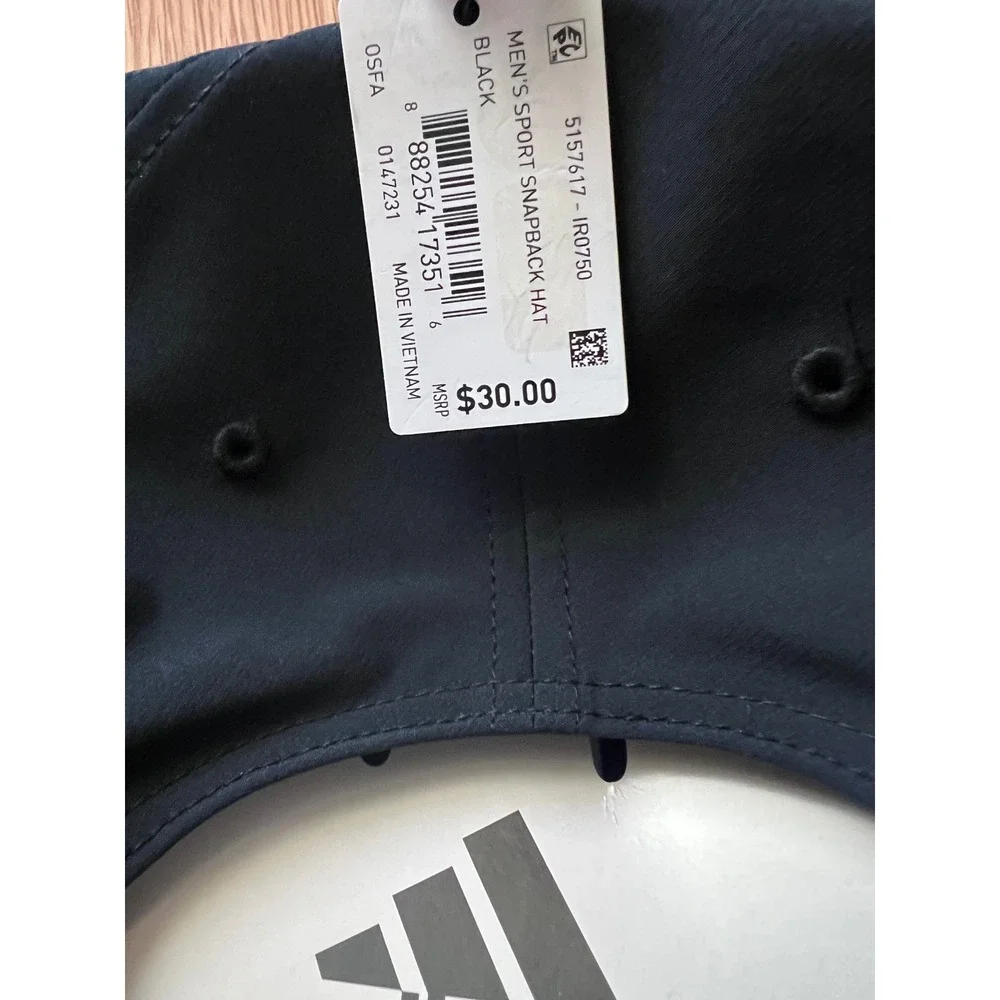 Adidas‎ Mens Sport Snapback Hat Black Blackout 5-Panel AEROREADY Cap IR0750 NEW